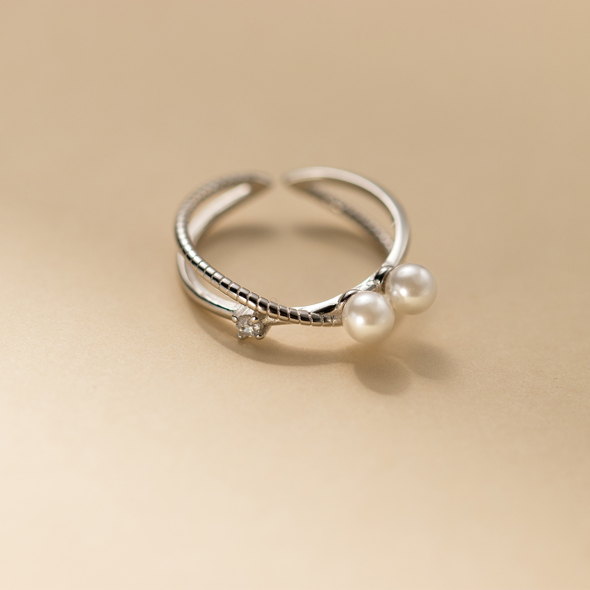 Pure Silver Pearl Ring Set for Women 5 Pairs Custom Jewelry for Corporate Gifting